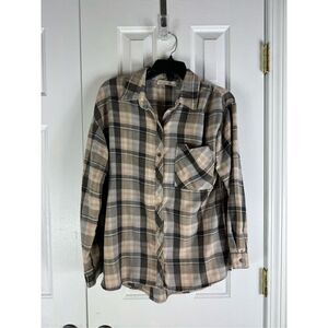 Be Cool Womens Plaid Flannel Grunge Blouse Size S/M